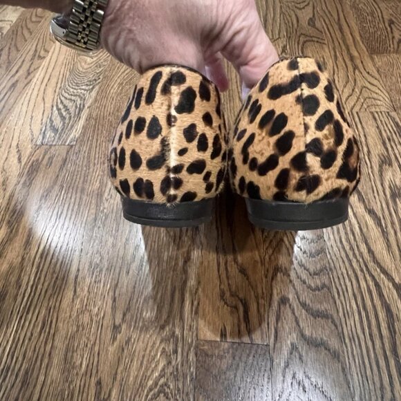 MARCHEZ VOUS Tan Leopard Pascale Calf-Hair Flat Size 9 - Picture 2 of 6